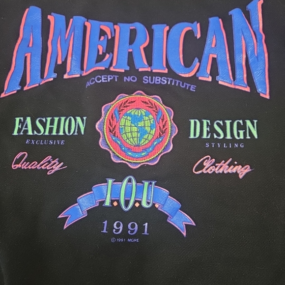 Vintage 90's Women's I. O. U. Black Crewneck Sweatshirt  Size Small - Picture 2 of 9